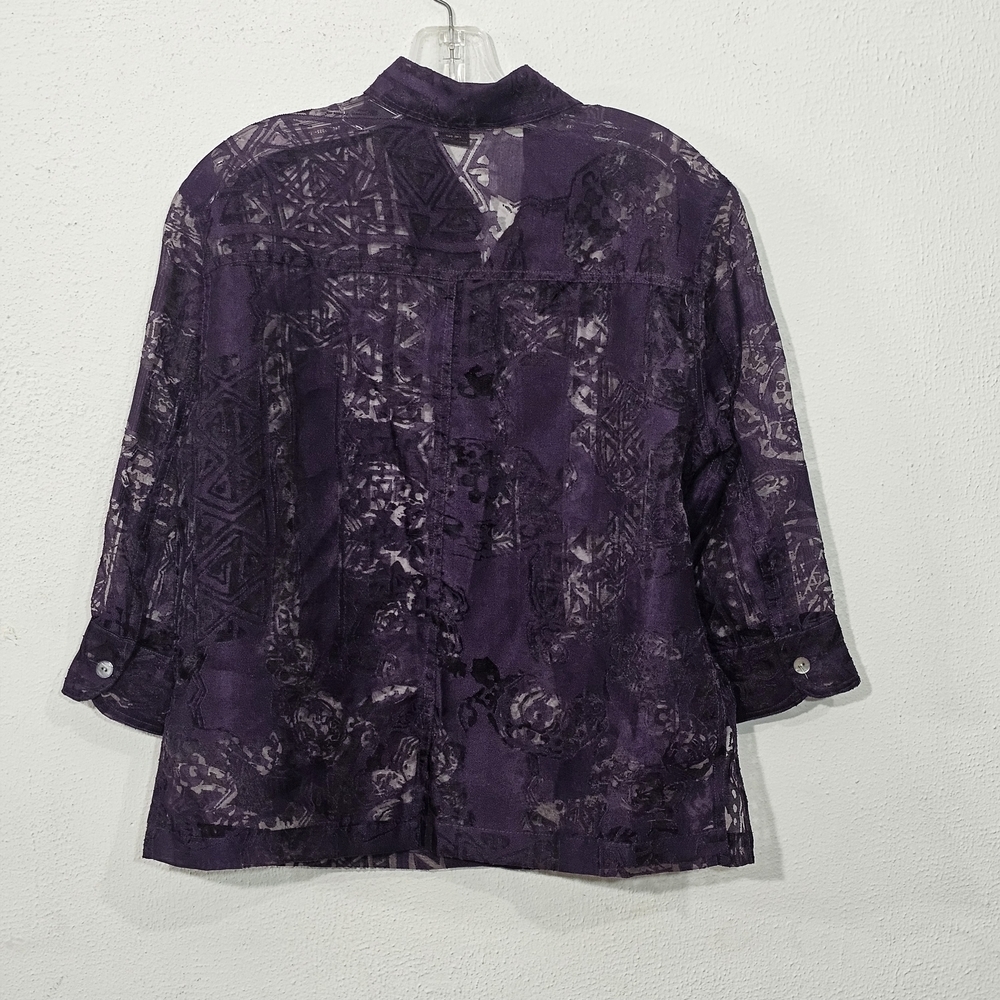 MIRASOL Purple Sheer Button-Up Shirt - Picture 8 of 8